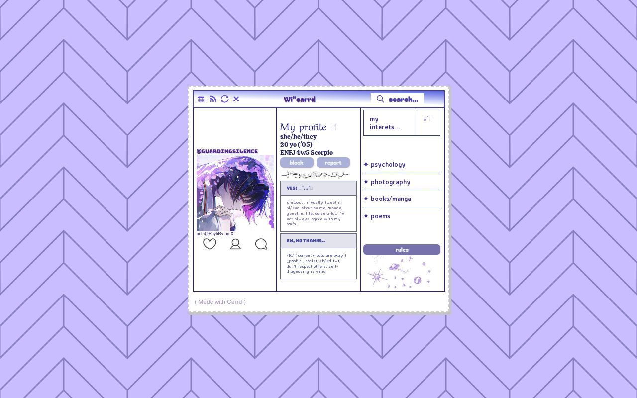 Carrd profile picture for @guarding